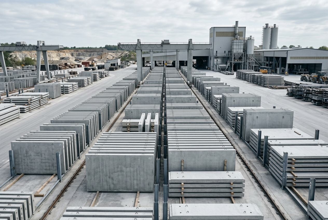 Ressourcenschonende Betonfertigung mit reduziertem CO₂-Fußabdruck.